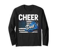 Cheer Dad porrista del Día del Padre de la Bandera Estadounidense Manga Larga