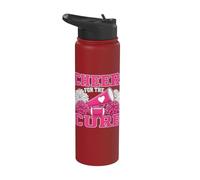 Cheer for The Cure Breast Cancer Awareness Cheerleader Gifts Stainless Steel Insulated Water Bottle