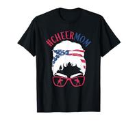 Cheer Mom Messy Bun Blanqueado Animadora Madre Mamá Padre Camiseta