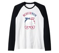 Cheer Mom Messy Bun Blanqueado Animadora Madre Mamá Padre Camiseta Manga Raglan