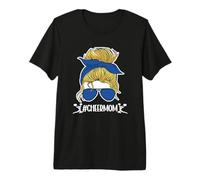 Cheer Mom Messy Bun Blanqueado Animadora Madre Mamá Padre Camiseta Premium