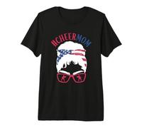 Cheer Mom Messy Bun Blanqueado Animadora Madre Mamá Padre Camiseta Premium