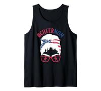 Cheer Mom Messy Bun Blanqueado Animadora Madre Mamá Padre Camiseta sin Mangas