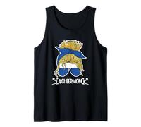 Cheer Mom Messy Bun Blanqueado Animadora Madre Mamá Padre Camiseta sin Mangas