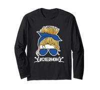 Cheer Mom Messy Bun Blanqueado Animadora Madre Mamá Padre Manga Larga