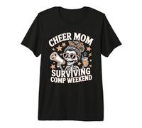 Cheer Mom Surviving Comp Weekend Skeleton Café Día de la Madre Camiseta Premium