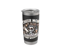 Cheer Mom Surviving Comp Weekend Skeleton Café Día de la Madre Vaso térmico de acero inoxidable de doble pared