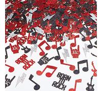 Cheereveal 200PCS Born to Rock Party Confetti Rojo Negro, Confeti de Notas Musicales, Decoraciones para Fiestas Rock and Roll, Estrellas de Rock Productos para Fiestas Cumpleaños Baby Shower