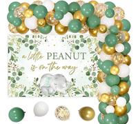 Cheereveal 71 decoraciones de elefante verde salvia para baby shower, kit de arco de guirnalda de globos de elefante verde, recuerdos de fiesta, suministros de fiesta de cumpleaños de animales de