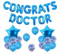 Cheereveal Decoraciones de graduación de médico, pancarta de globos azules de felicitaciones médicas, globos de aluminio de estrella, clase de médico enfermera de 2024, futuro médico, suministros de