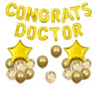 Cheereveal Decoraciones de graduación de médico, pancarta de globos dorados de felicitaciones, globos de papel de aluminio, clase de médico enfermera de 2024, futuro médico, suministros de fiesta de