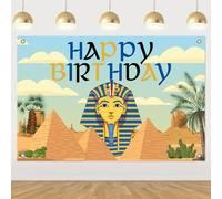 Cheereveal Fondo de cumpleaños de Egipto de 5 x 3 pies, fondo de fotografía de faraón, esfinge piramidal, suministros de decoración de fiesta temática de viaje del antiguo Egipto