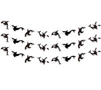 Cheereveal Paquete de 3 guirnaldas de orca asesina, pancartas colgantes de orca en blanco y negro, ballenas, animales, criatura marina, océano, bajo el mar, temática de baby shower, suministros de
