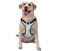 Cheerful - Arnés para perro, diseño de margaritas en acuarela blanca y azul pálido, sin tirones, ajustable, reflectante, Oxford, fácil control, arnés para perro mediano y grande