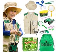 Cheerful Children Toys Kit Explorador Niños - Disfraz Exploradora con Sombrero y Chaleco, Kit Caza de Insectos para Niños y Niñas 3-7 Años, Juguetes Educativos Stem Safari al Aire Libre Naturaleza
