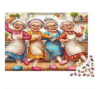 Cheerful Grandmas Dancing Colourful Grannies Dancing 1000 Pieces Jigsaws Adults The Impossible Challenge Home Activity 52x38cm/1000pcs