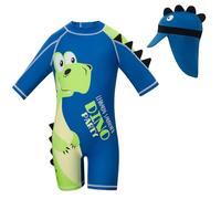 Cheerful Mario 1-7 Años Traje de Baño Bebe Niño Niña Manga Larga UV Ropa de Baño con Gorro Protección Solares Dino-B 18-24 Meses