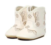 Cheerful Mario Botitas y Patucos Bebe Niño Niña Botas Vaquero de PU Cuero Zapatos Botas Bebés Blanco 12-18 Meses