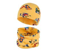 Cheerful Mario Set de Bufanda y Gorro Para Bebe Niño Niña Doble Capa Beanie y Braga Cuello de Algodón Suave Amarillo 6-24 Meses