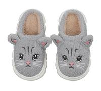 Cheerful Mario Zapatillas de Estar por Casa para Niñas Invierno Zapatos Pantuflas de Gatos Interior Caliente Peluche Forradas Slippers Gris 31/32 EU