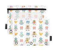 Cheerful Police Scene - Juego de 2 estuches para carpetas de 3 anillas, cremallera suave con ventana de PVC transparente para suministros escolares