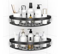 Cheerhom Estante de ducha esquinero sin taladrar, 2 unidades de estantería de acero inoxidable, soporte de ducha con 4 ganchos