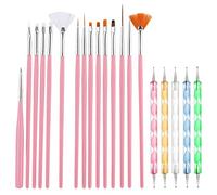 Cheerhom Juego de 20 pinceles de uñas con herramienta para puntear, pincel para uñas de gel, diseño de uñas para uñas de gel, gel UV, diseño de uñas.