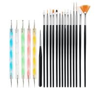 Cheerhom Juego de 20 pinceles de uñas con herramienta para puntear, pincel para uñas de gel, juego de pinceles para decoración de uñas, pincel de diseño de uñas