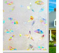 Cheerhom - Lámina para Ventana con Efecto arcoíris, Opaca, estática, autoadhesiva, con patrón de Media Luna Grande, 90 x 200 cm