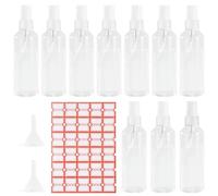 Cheerhom - Lote de 10 botellas de spray vacío de 100 ml, vaporizador vacío de plástico transparente, botella kit de viaje con 2 embudos y 1 etiqueta, para perfume, loción, cosméticos