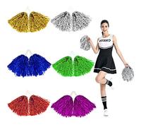 Cheerleader Pom Poms 12 Piece 6 Colours Pompoms Cheerleading Pom Poms Cheerleader Accessories For Kids Aerobics Dance Pom Pom Sports Team Spirit Cheer Costume Night Party