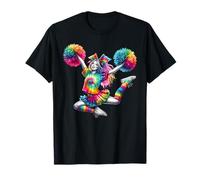 Cheerleader Pom Poms Colorful Outfit Rainbow Tie Dye Camiseta