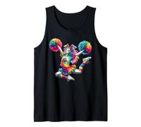 Cheerleader Pom Poms Colorful Outfit Rainbow Tie Dye Camiseta sin Mangas