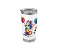 Cheerleader Pom Poms Colorful Outfit Rainbow Tie Dye Vaso térmico de acero inoxidable de doble pared