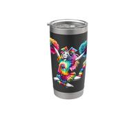 Cheerleader Pom Poms Colorful Outfit Rainbow Tie Dye Vaso térmico de acero inoxidable de doble pared