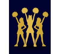 Cheerleader Silhouette Notebook - Navy Blue Cover with Gold Design, 8.5x11 College Ruled, 100 Lined Pages: for Cheerleading, Back to School Supplies, and Cheer Spirt Gifts