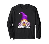 Cheerleading Mom GNOME with Purple Pom Poms For Cheer Mom Manga Larga