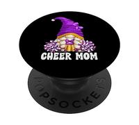 Cheerleading Mom GNOME with Purple Pom Poms For Cheer Mom PopSockets PopGrip Adhesivo