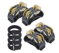 Cheerock Juego de 4 panderetas de pie con correas de cinta mágica ajustables, instrumento de percusión con cascabeles de acero dorado, se adapta a todos los tamaños de pie, ideal para tocar y bailar