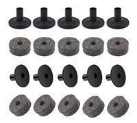 Cheerock Juego de arandelas y fundas de fieltro para platillos de tamaño estándar, 10 almohadillas de fieltro grises de tamaño estándar, 10 fundas de plástico para platillo, accesorios de repuesto
