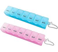 Cheeroyal 2 kit de carga 7 días al día 1 caja de distribución de píldoras Caja de almacenamiento portátil Caja de almacenamiento de medicamentos (blue+pink)