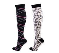 Cheeroyal 2 pares de calcetines de compresión para hombres y mujeres de 15 a 20 mmHg son los mejores para atletismo, correr, viajes en vuelo, apoyo, 11 + 23 pulgadas, S-L