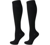 Cheeroyal 2 pares de calcetines de compresión para mujeres y hombres, el mejor apoyo para enfermeras, correr, atletismo, viajes (Reino Unido, Alpha, S, L, regular, regular, L-XL, negro)