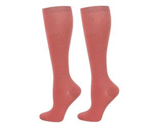 Cheeroyal 2 pares de calcetines de compresión para mujeres y hombres, el mejor apoyo para enfermeras, correr, atletismo, viajes, rosso, S-L