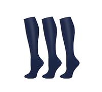 Cheeroyal 3 pares de calcetines de compresión 15-25 mmHg para hombres/mujeres recuperación enfermera correr maternidad embarazo vuelo viaje médico salud deporte (azul marino)