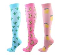 Cheeroyal 3 pares de calcetines de compresión de 20 a 30 mmHg para hombres/mujeres, recuperación, enfermeras, correr, maternidad, embarazo, vuelo, viajes, salud, deporte, 64 + 65 + 66, S-L