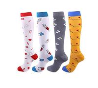 Cheeroyal 4 pares de calcetines de compresión 20-30 mmHg para hombres/mujeres Recuperación Enfermería Carrera Maternidad Embarazo Vuelo Viajes Medicina Salud Deporte, L/XL