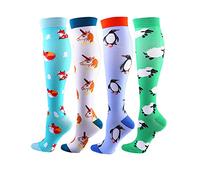 Cheeroyal 4 pares de calcetines de compresión 20-30 mmHg para hombres/mujeres Recuperación Enfermería Carrera Maternidad Embarazo Vuelo Viajes Medicina Salud Deporte, L/XL