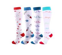 Cheeroyal 4 pares de calcetines de compresión 20-30 mmHg para hombres/mujeres Recuperación Enfermería Carrera Maternidad Embarazo Vuelo Viajes Medicina Salud Deporte, S/M