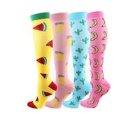 Cheeroyal 4 pares de calcetines de compresión 20-30 mmHg para hombres/mujeres Recuperación Enfermería Carrera Maternidad Embarazo Vuelo Viajes Medicina Salud Deporte, S/M